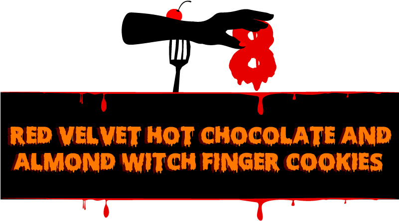 Red Velvet Hot Chocolate And Almond Witch Finger Cookies - Illustration (800x463)