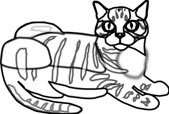 Tabby Cat Ca Black White Clipartist - Coloring Book (555x375)