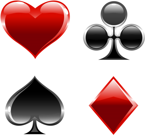 Cards Suits Png - 黑 桃 紅心 方塊 梅花 (500x453)