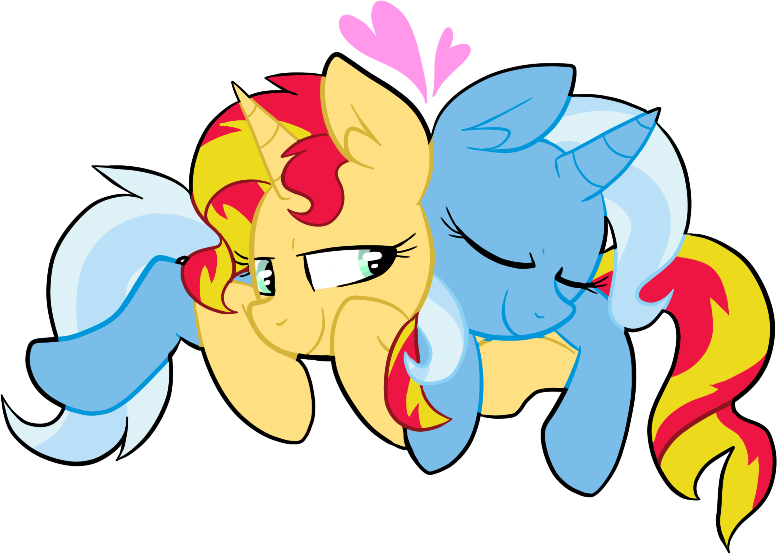 Deerspit, Heart, Lesbian, Pony, Safe, Shipping, Sunset - Cartoon (777x554)