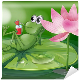 Illustration Of A Frog Above The Water Pillow Case (400x400)