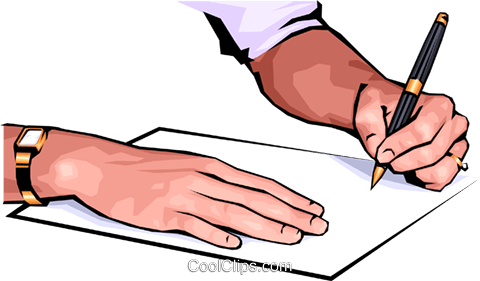 Hands Writing Royalty Free Vector Clip Art Illustration - Person Writing (480x281)