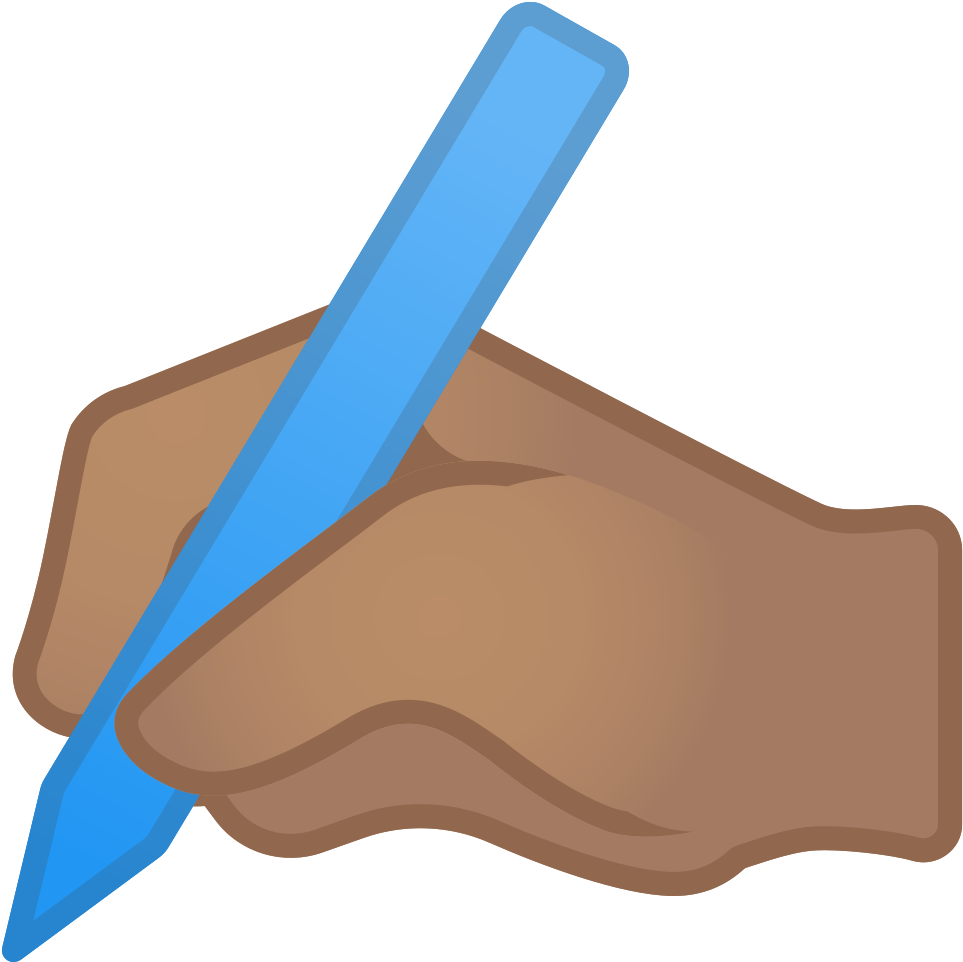 Writing Hand Medium Skin Tone Icon - Emoji Writing Png (1024x1024)
