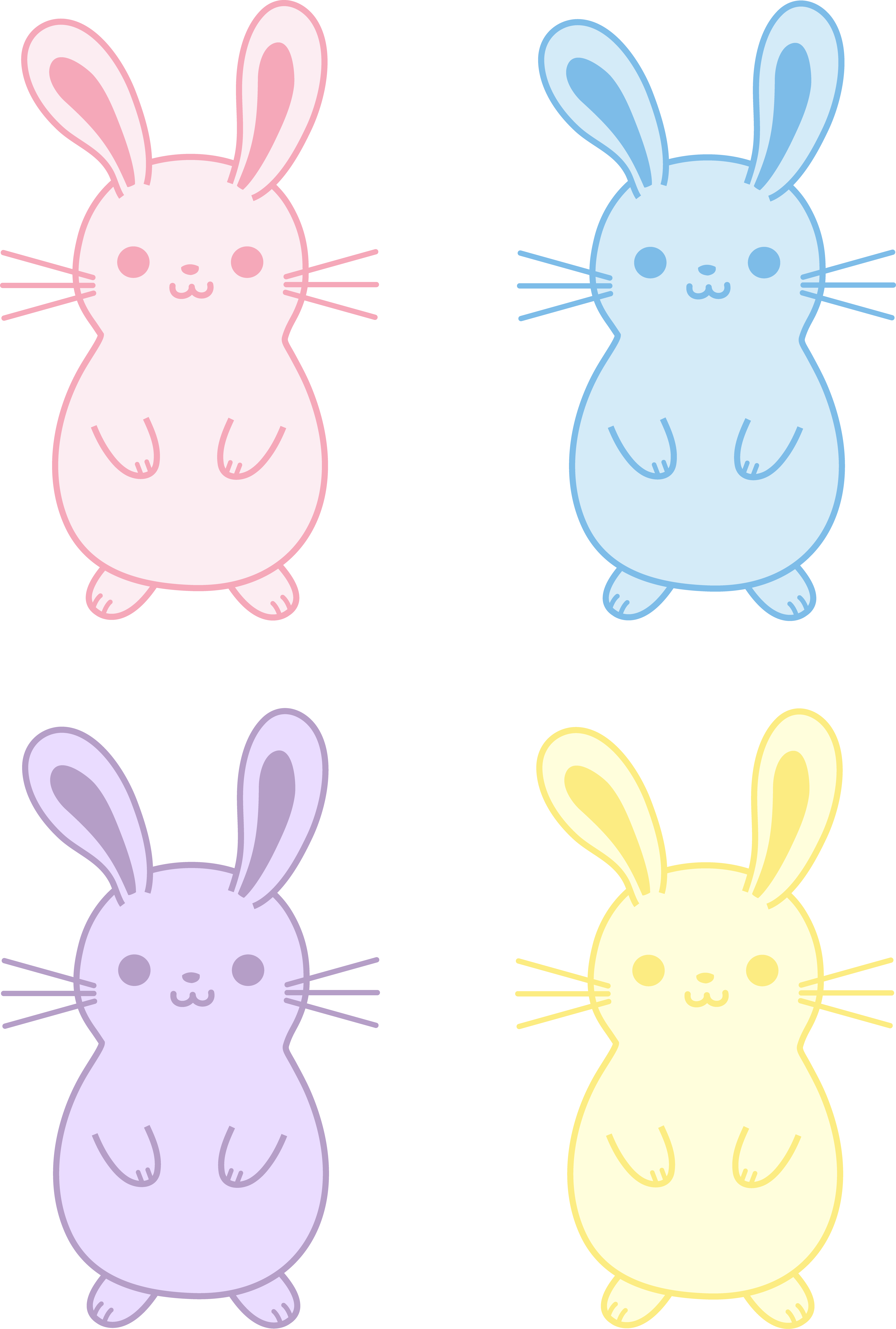 Set Of Four Cute Easter Bunnies - Adorable Easter Bunny Cartoon (4902x7268)