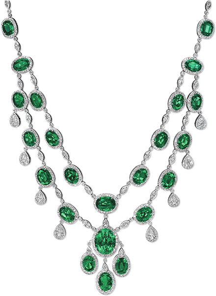 Emerald & Diamond Necklace - Necklace (507x600)