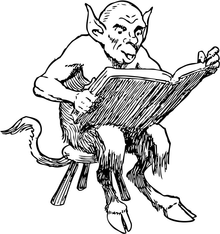 Lucifer Devil Satan Psychic Reading Clip Art - Devil Reading A Book (975x1000)