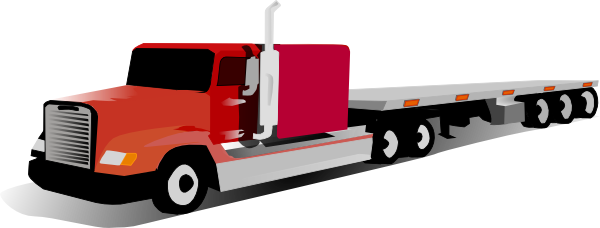 Clipart Of Trailer, Semi And Vehicles - Flatbed Truck (600x228)