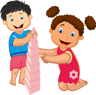 Playing Clipart Montessori Kid - Cartoon Images Of Montessori (370x447)