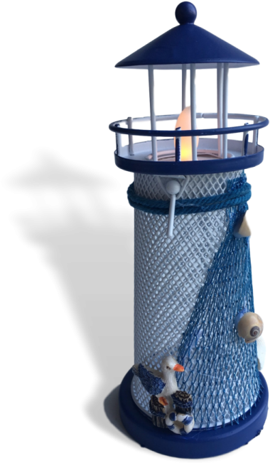 Medium Size Of Candle Holder - Blue And White Ighthouses (615x770)