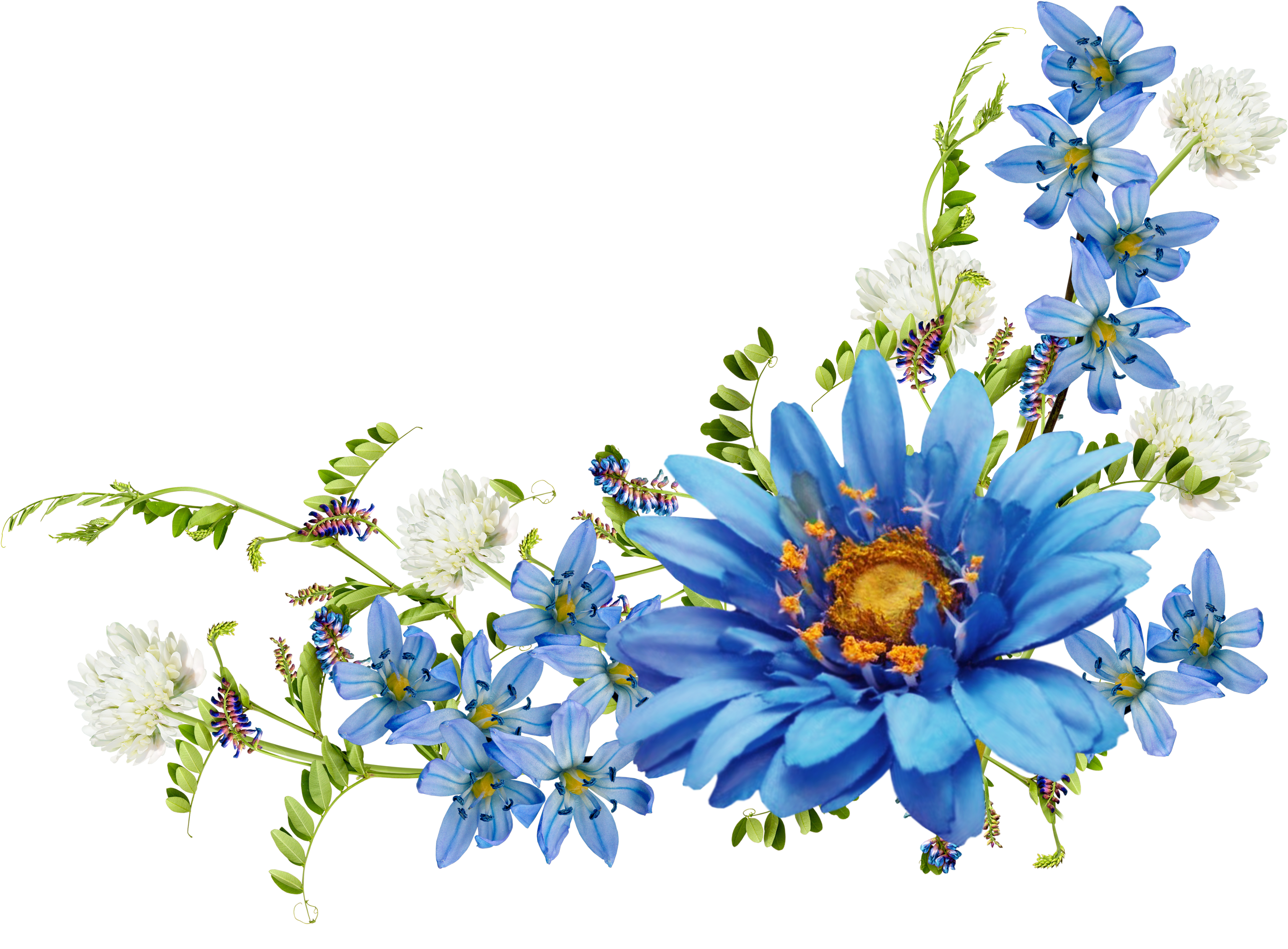 Flower Desktop Wallpaper Blue Wallpaper - Blue Flower Corner Border Png (3500x3500)