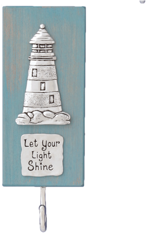 Lighthouse Single Hook On Wood - Wood (480x480)