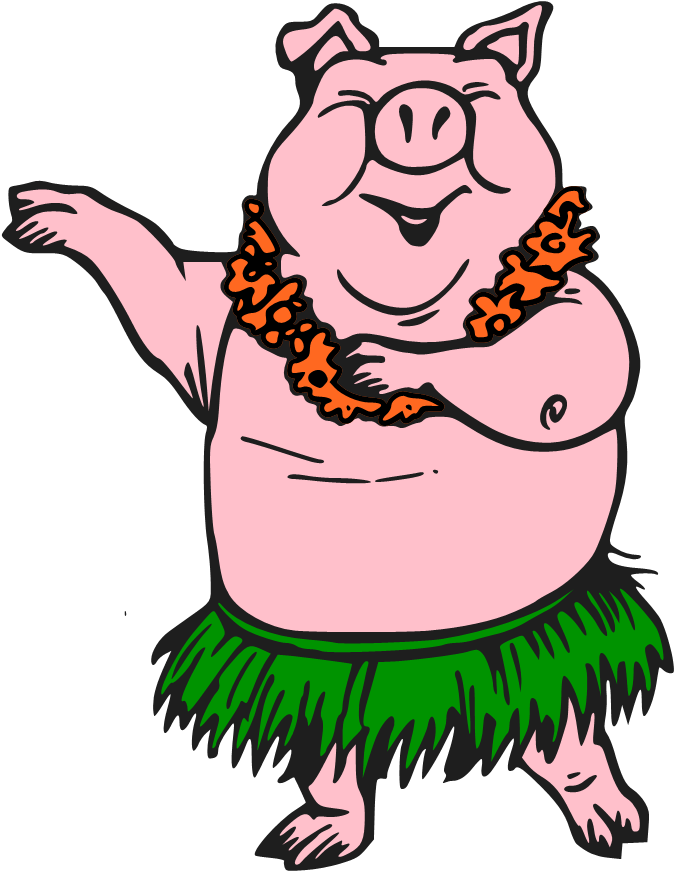 Pig Hula Dance Art - Coloring Book (697x896)