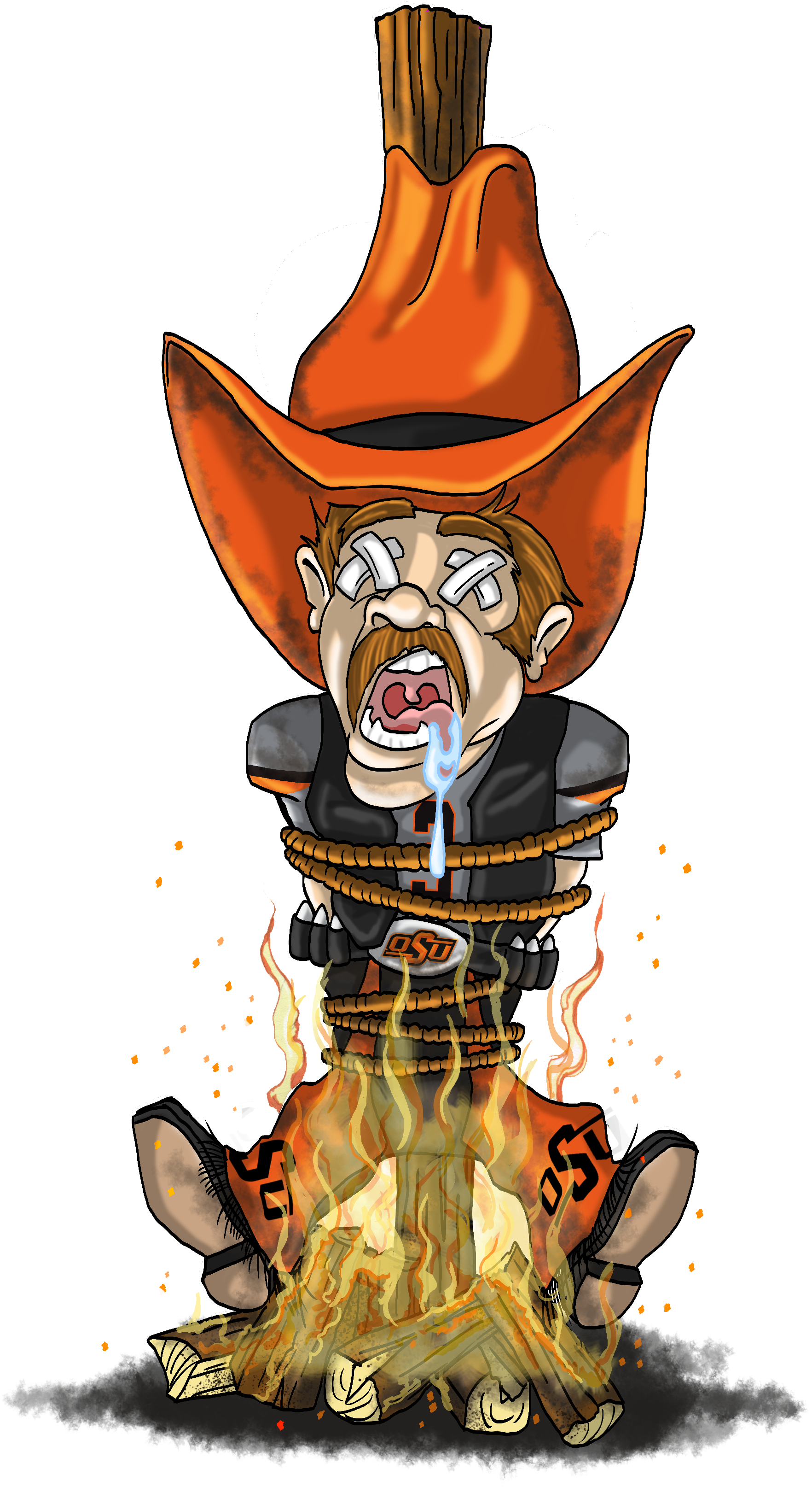 Defeated Oklahoma State University Mascot Cartoon Caricature - Caricature (4200x3300)