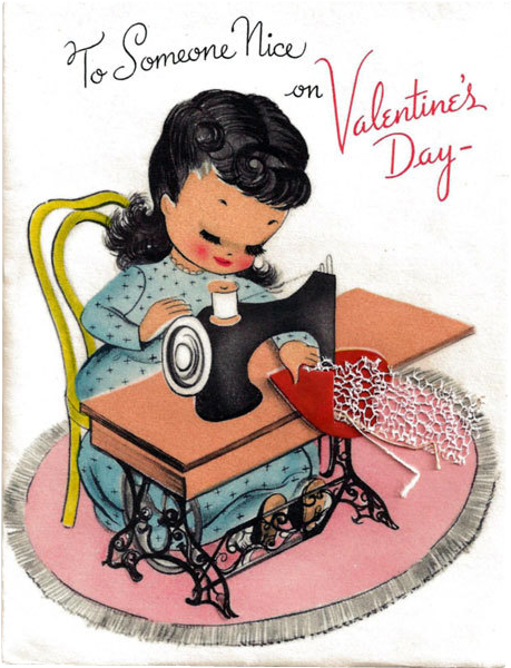 Sewing Valentinesday Cards - Cartoon (600x600)