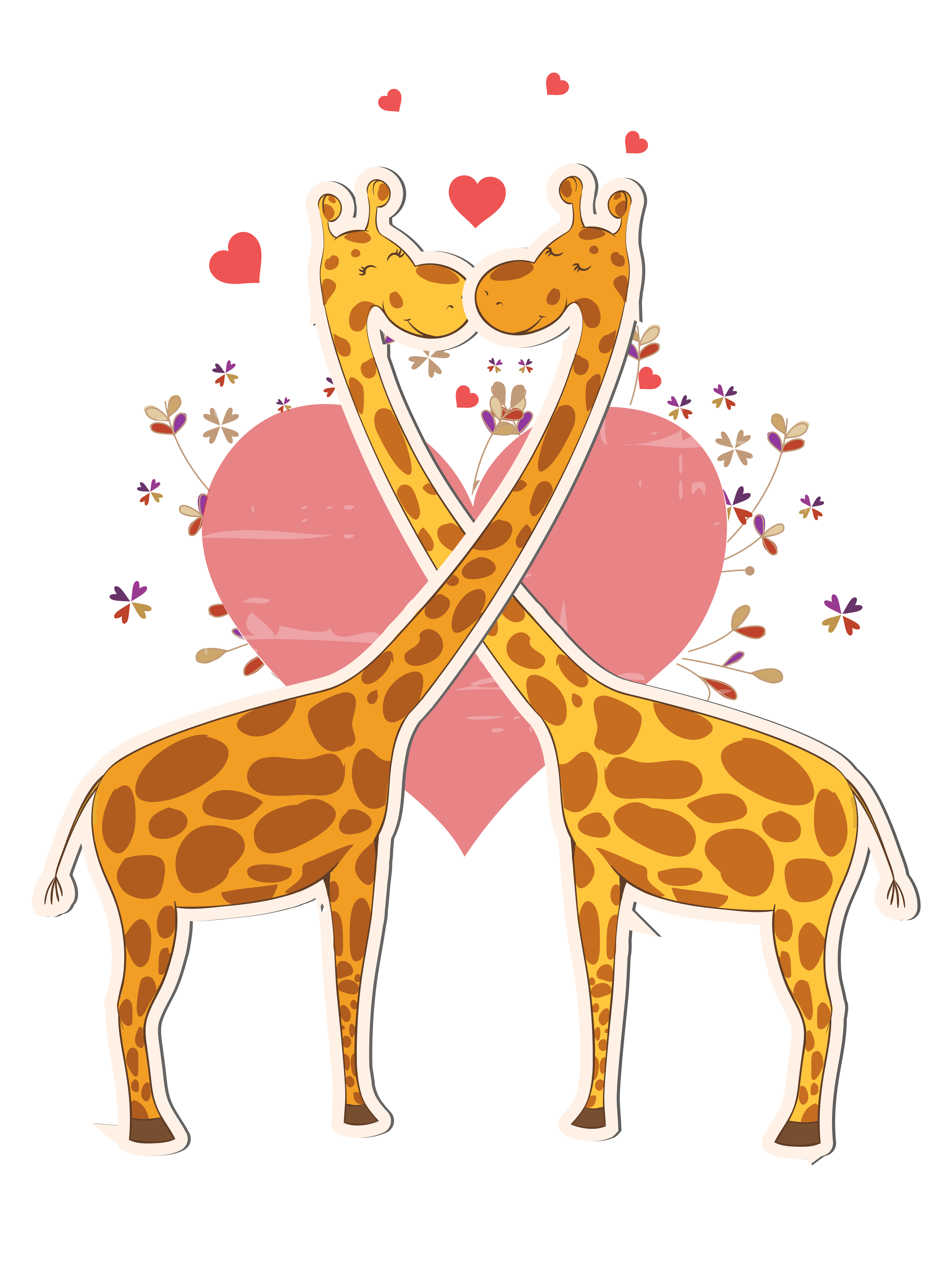 Valentines Day Northern Giraffe Greeting Card Gift - Love Giraffes Shower Curtain (3341x4482)