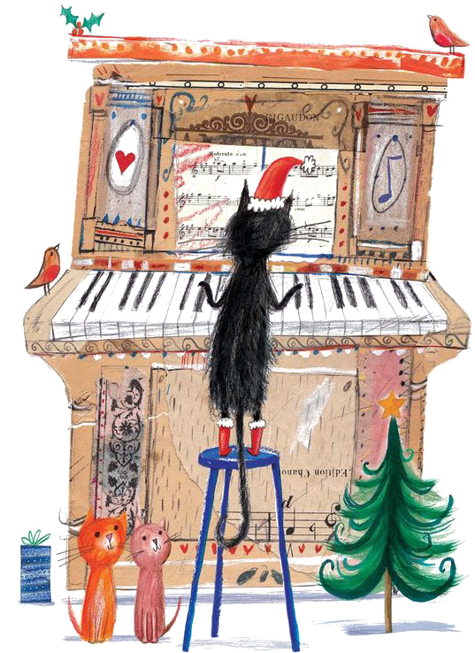Cat Birthday Piano Greeting Card Music - Doppelkarte Happy Birthday (564x800)