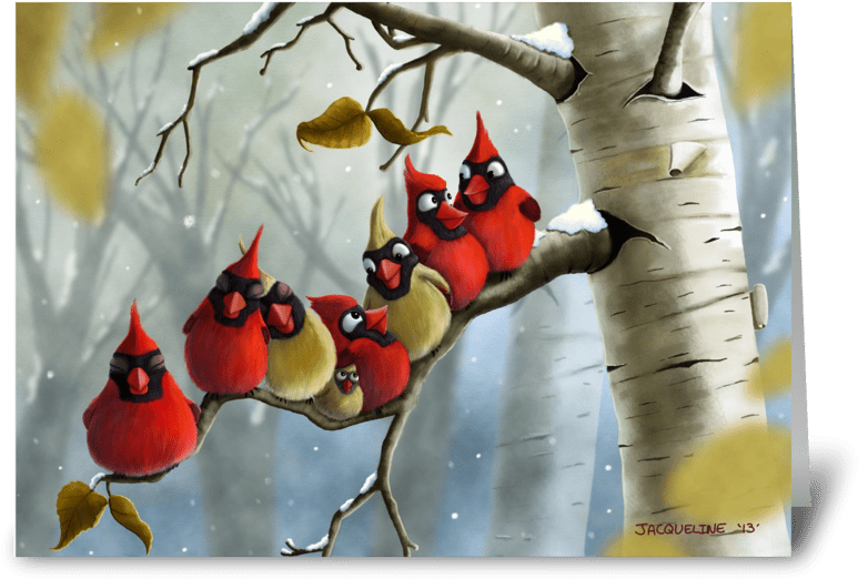 Winter Snooze Greeting Card - Finch (848x698)