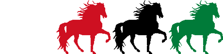 Apocalyptic Clipart Horses - White Red Black Green Horses (920x224)
