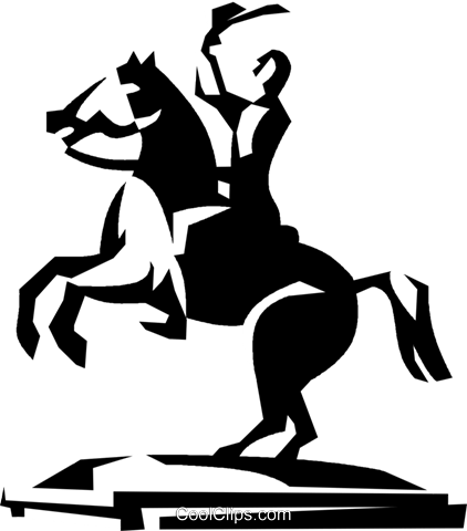 Statue Eines Mannes Auf Einem Pferd Vektor Clipart - Man On Horse Vector (422x480)