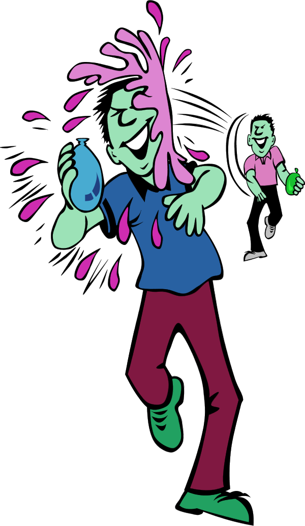 Water Fight Vector Clip Art - Teacher Student Funny Hindi Jokes (600x1035)