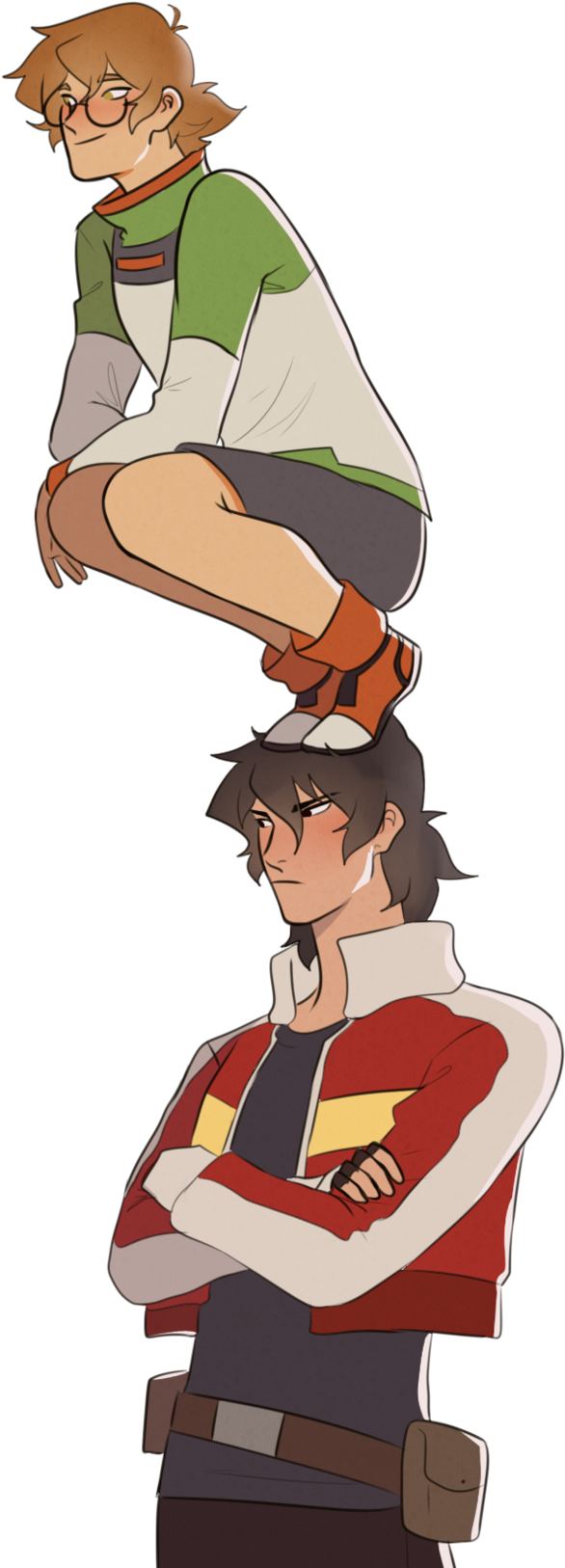 Pidge Perched On Keith's Head From Voltron Legendary - Cartoon (1280x1674)