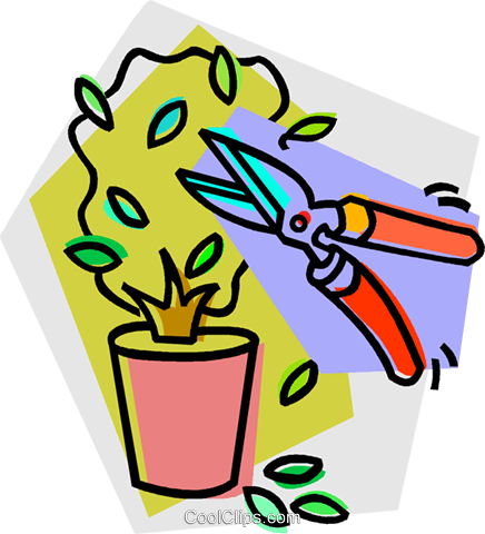 Pruning A Potted Plant Royalty Free Vector Clip Art - Illustration (436x480)