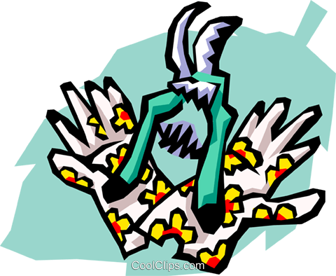 Pruning Shears And Gardening Gloves Royalty Free Vector - Pruning Shears And Gardening Gloves Royalty Free Vector (480x394)