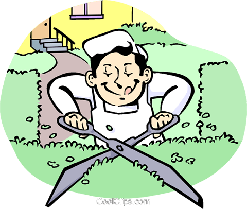 Trimming A Hedge Royalty Free Vector Clip Art Illustration - Gardener Clip Art (480x406)