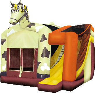 Cartoon Horse Bounce House & Slide Combo - Inflatable (354x340)