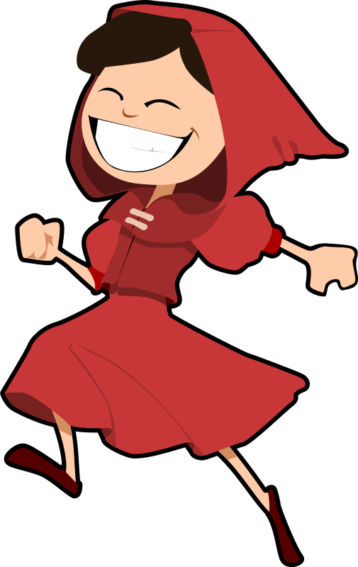 Free Happy Girl Dressed In Red Clip Art - Little Red Riding Hood Poem (505x800)