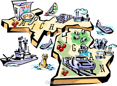 Michigan Vignette Map Royalty Free Vector Clip Art - Michigan Clip Art Free (640x480)