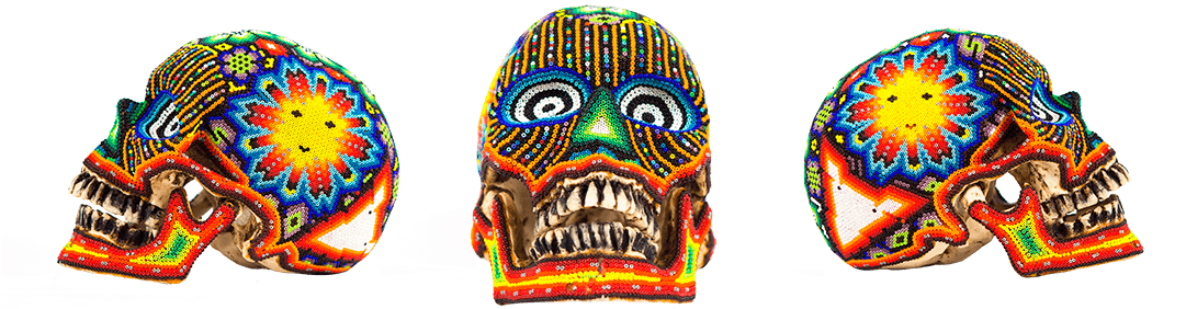 Skull Decorated With Huichol Art - Arte Huichol Png (1080x316)