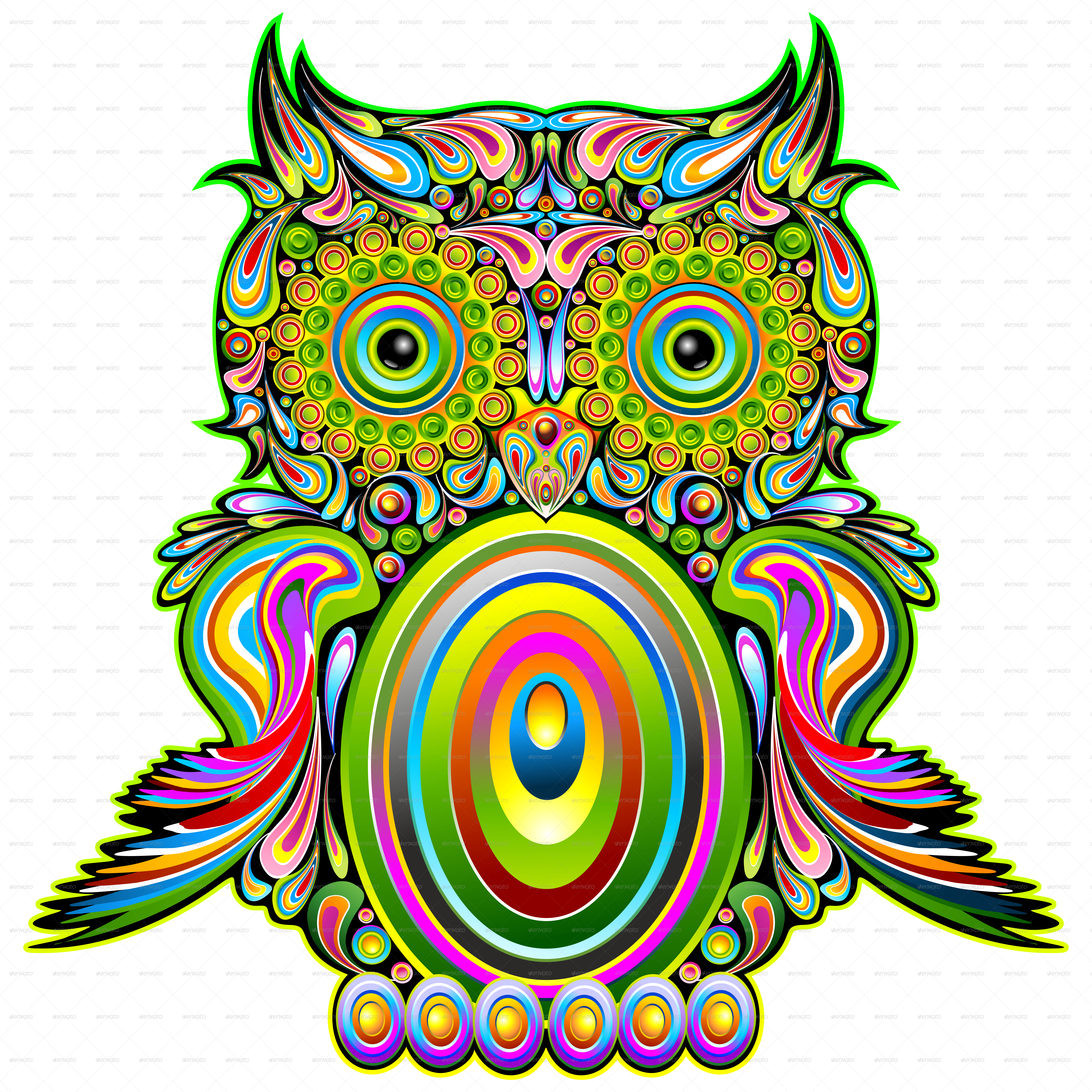Owl Psychedelic Pop Art - Owl Psychedelic Art Design Canvas Print - Small (5000x5000)