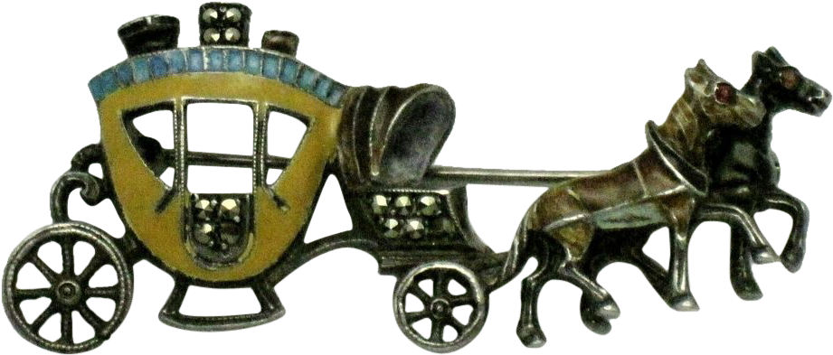 Art Deco Sterling Silver Germany Marcasite Enamel Horse - Chaise (920x920)