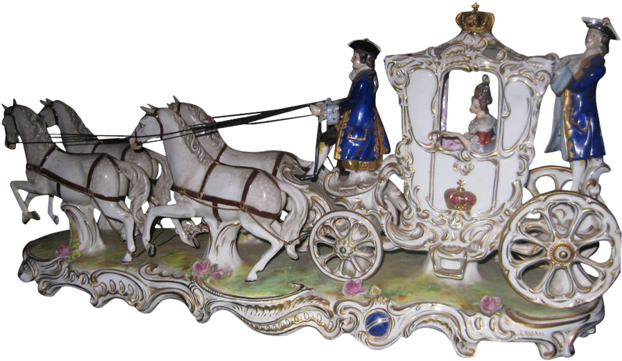Antique German Volkstedt Porcelain Royal Coach Figurine - Carriage (896x896)