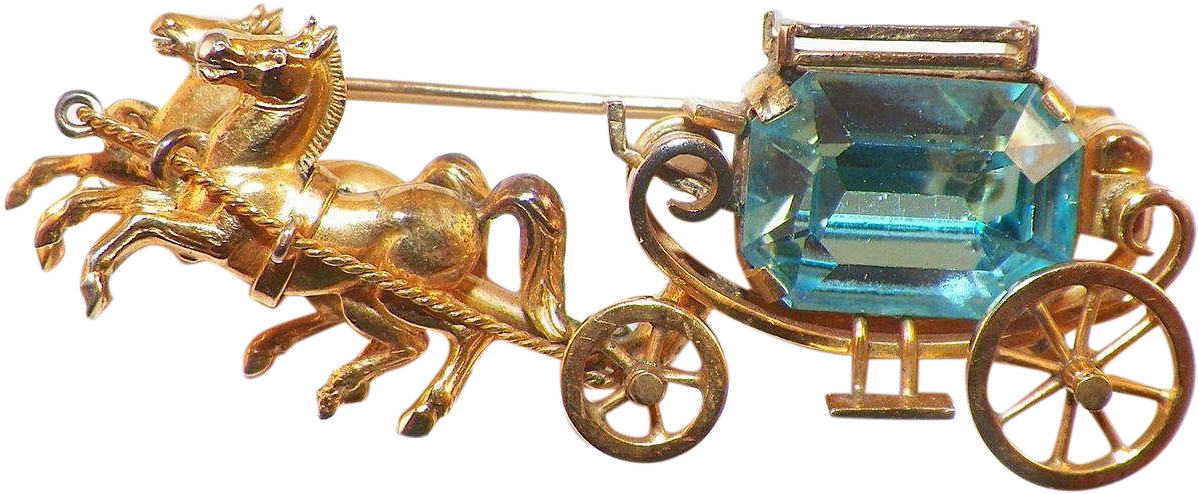 Vintage Italian Hand Crafted Horse And Carriage Pin - Carriage (1198x1198)