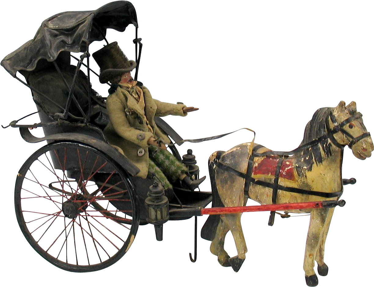 Early Man Doll In Beaver Top Hat Riding In Horse Drawn - Doll (1223x1223)