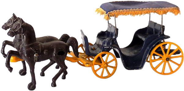 Scarce 1940s Stanley Toys Cast Iron Horse Drawn Carriage - Chaise (600x600)