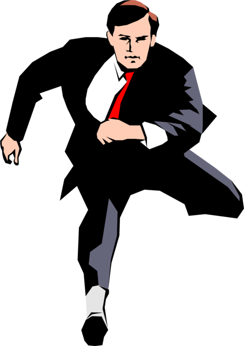 Vector Illustration Of Businessman Track And Field - Kung Fu (493x700)