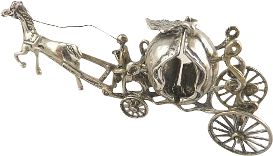 Miniature Silver Pumpkin Carriage Box With Driver & - Carriage (597x597)