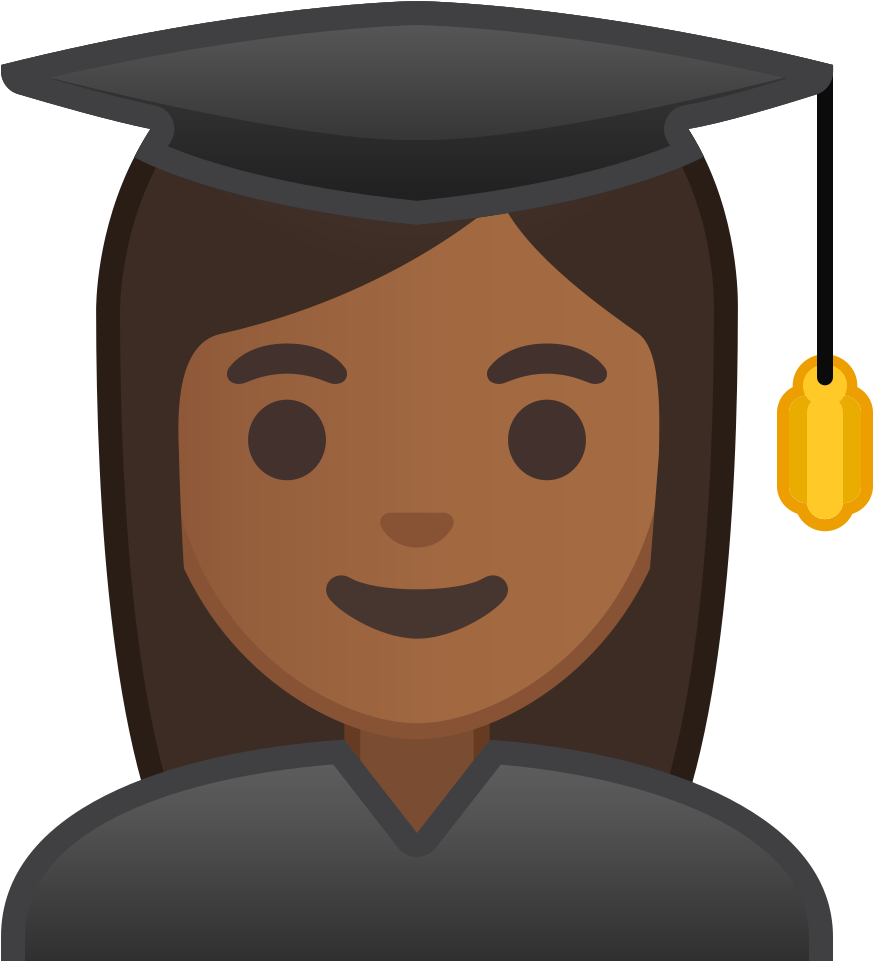 Woman Student Medium Dark Skin Tone Icon - Cartoon Profession Black Skin (1024x1024)
