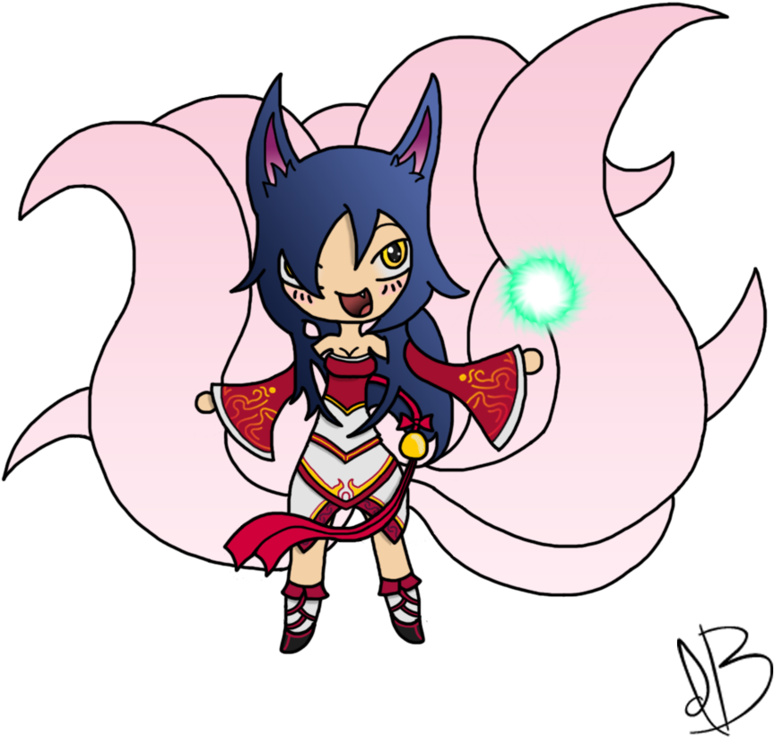 Chibi Ahri By Currykatje Chibi Ahri By Currykatje - Cartoon (900x900)