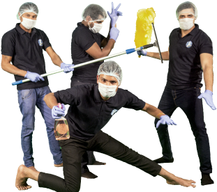 Four Professional Cleaners Posing With Cleaning Equipment - Broomberg Cleaning Services Pvt. Ltd. (464x286)