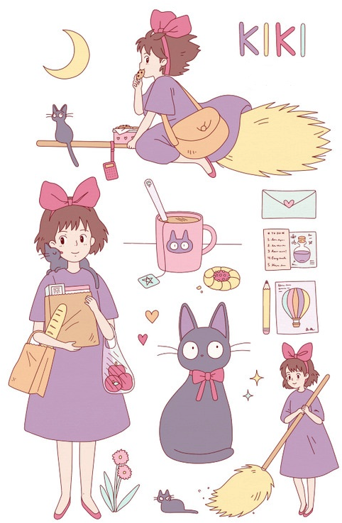 Kiki's Delivery Service - Studio Ghibli Character Design (500x750)
