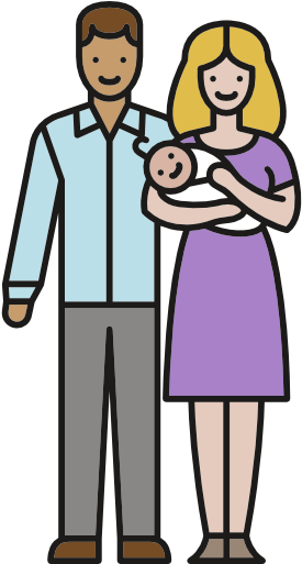 Transitioning From Co Sleeper To Crib - Couple With Baby Png (512x512)