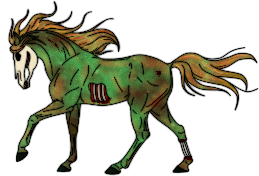 Zombie Horse Drawing - Mane (900x611)