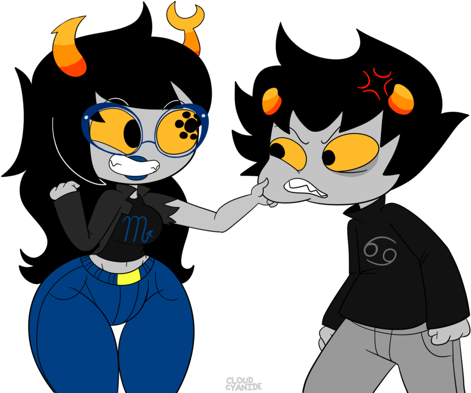 Karkat And Vriska Cheek Pinch Redux By Cloudcyanide - Vriska X Karkat (1024x842)