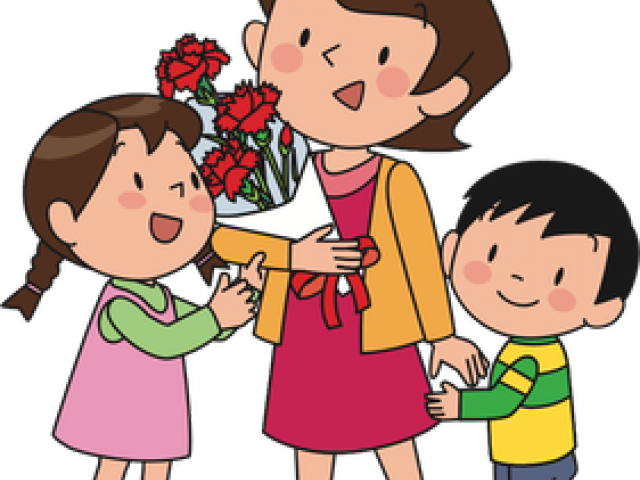 Mommy Clipart Mom Toddler - Mother And Child Cartoon Png (640x480)