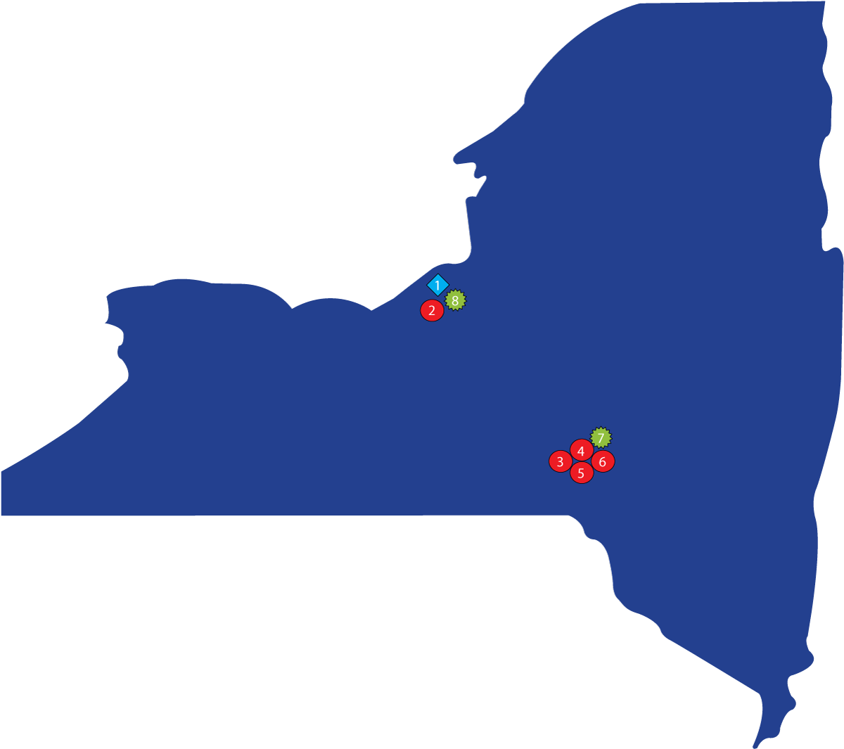 Hover Over Map Numbers For More Information - Map Of New York State (1200x1166)