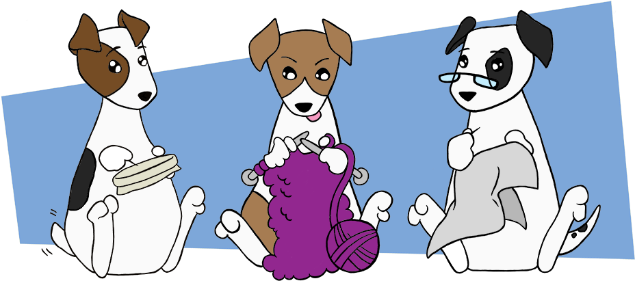 Three Dogs Stitching - Cartoon (1000x514)